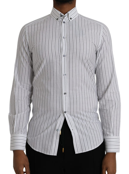 Dolce & Gabbana black white striped formal shirt front view