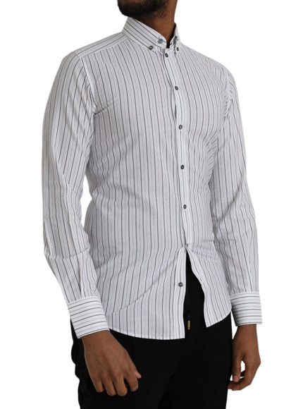 Dolce & Gabbana black white striped formal shirt side view