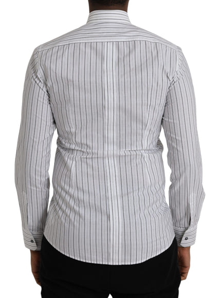 Dolce & Gabbana black white striped shirt back close-up