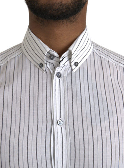 Dolce & Gabbana black white striped shirt collar detail