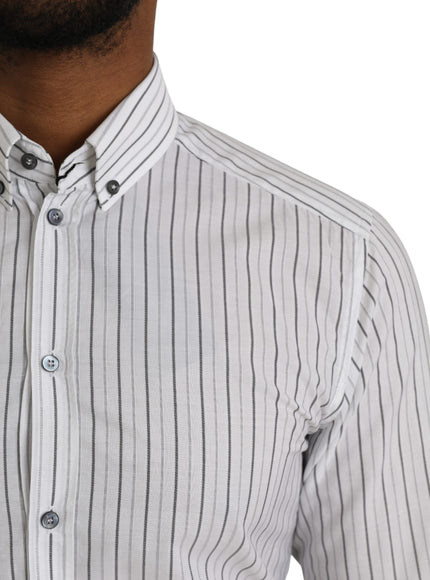 Dolce & Gabbana black white striped shirt shoulder detail