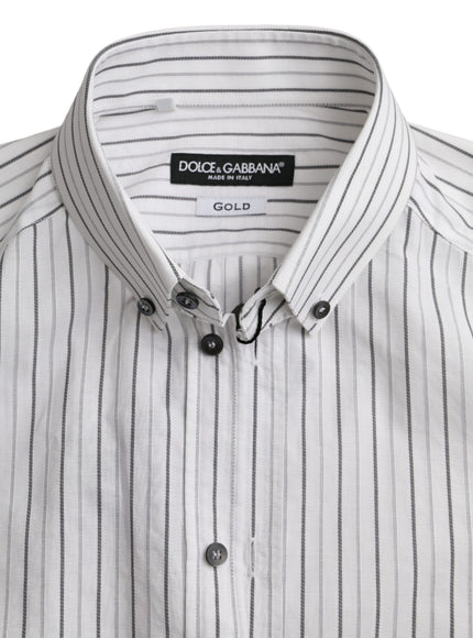 Dolce & Gabbana black white striped shirt label close-up