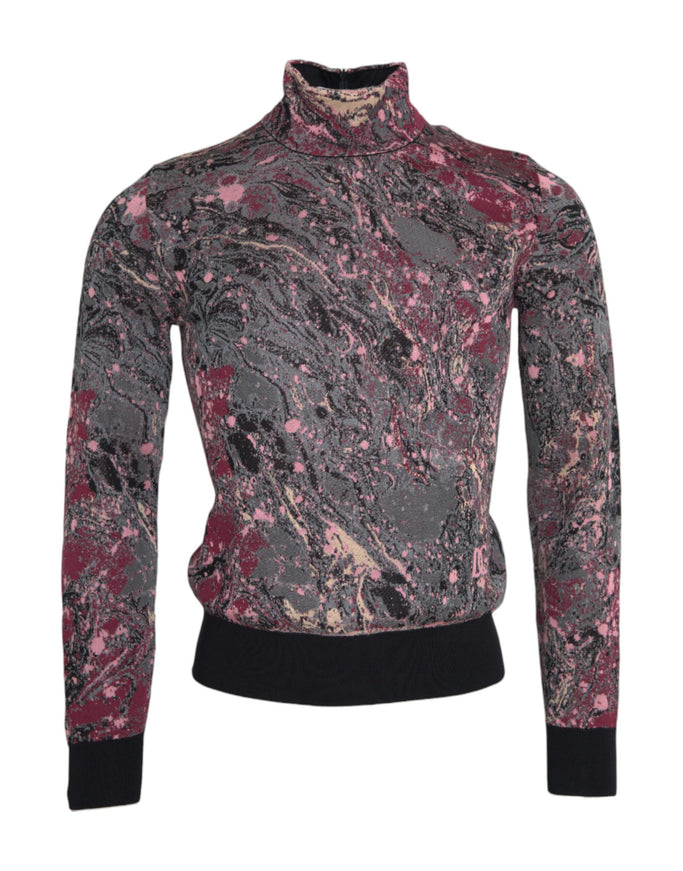 Dolce & Gabbana multicolor graphic turtle neck sweater front