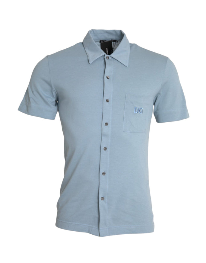 Dolce & Gabbana light blue polo T-shirt front view