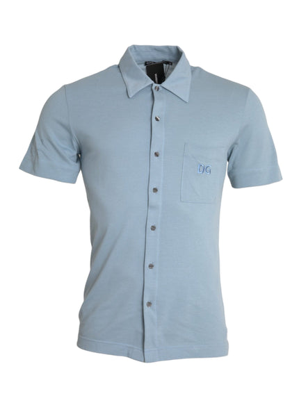 Dolce & Gabbana light blue polo T-shirt front view