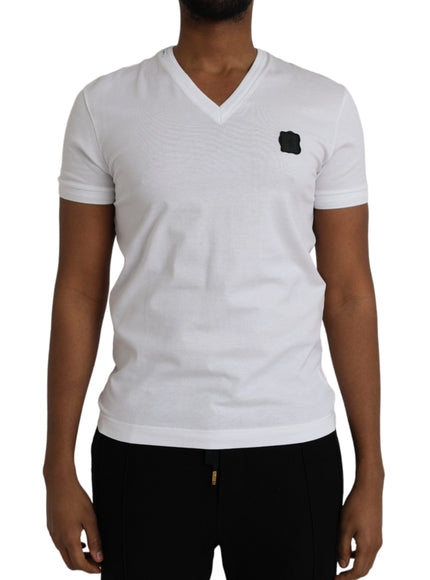 Dolce & Gabbana white V-neck T-shirt front view