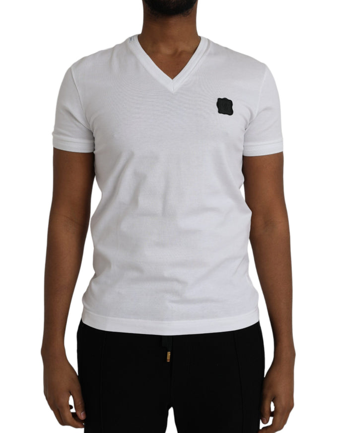 Dolce & Gabbana white V-neck T-shirt front view