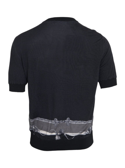 Back view of Dolce & Gabbana black cashmere silk t-shirt