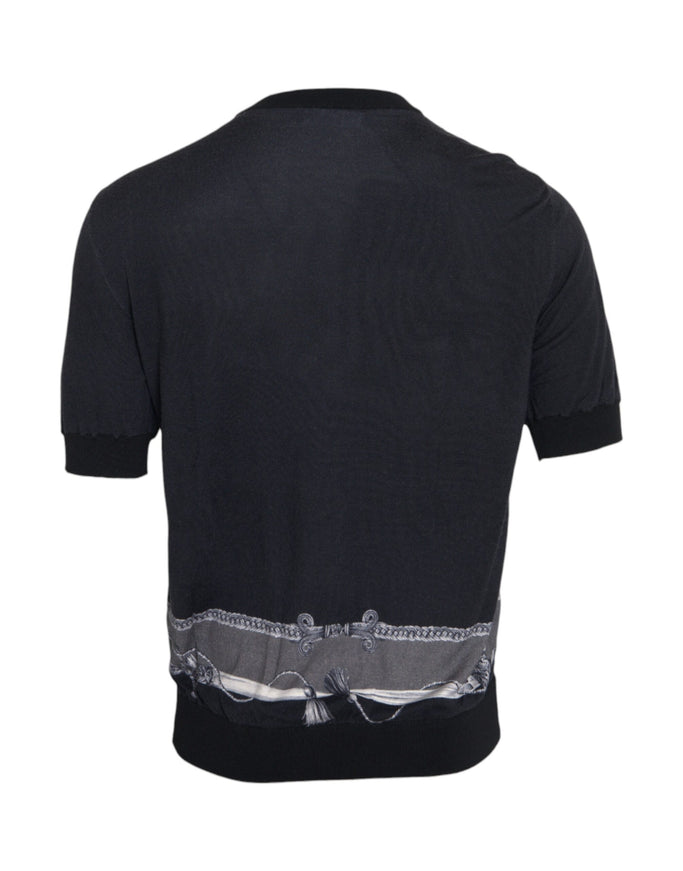 Back view of Dolce & Gabbana black cashmere silk t-shirt