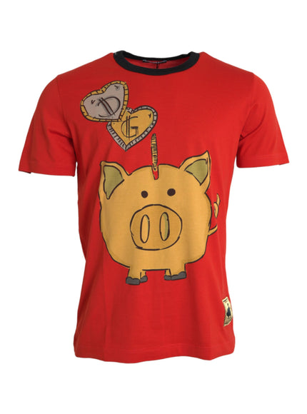 Dolce & Gabbana red cotton top with Year of the Pig print