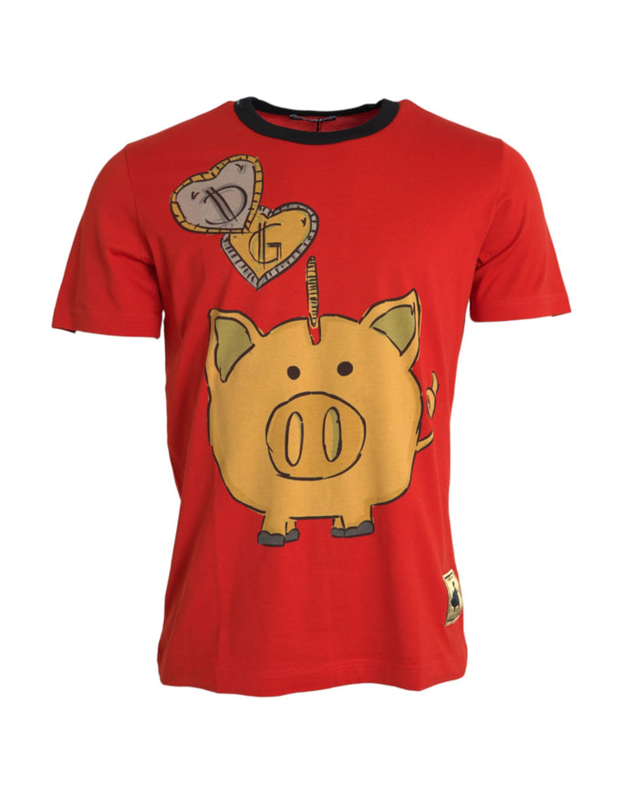 Dolce & Gabbana red cotton top with Year of the Pig print