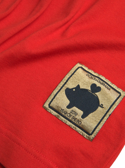 Year of the Pig patch on Dolce & Gabbana red T-shirt