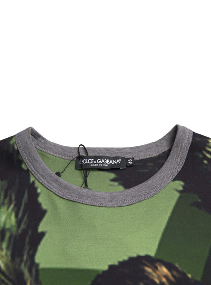 Dolce & Gabbana Green Gorilla T-shirt neckline detail