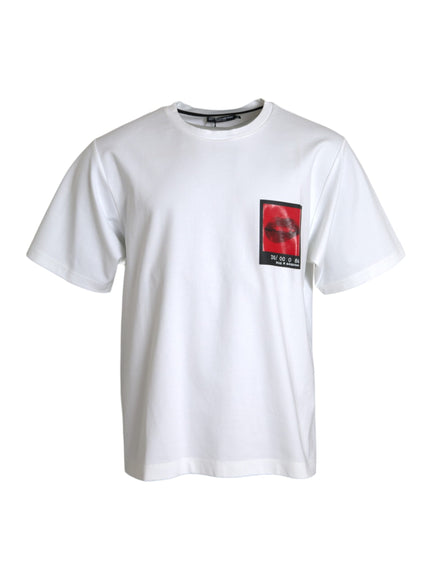 Dolce & Gabbana white t-shirt with red lips print front view