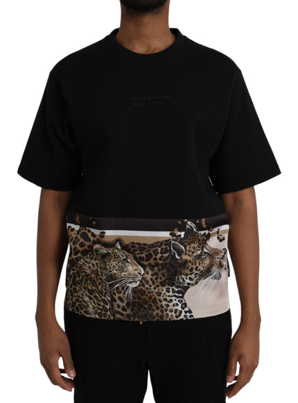 Dolce & Gabbana black leopard cotton t-shirt front view