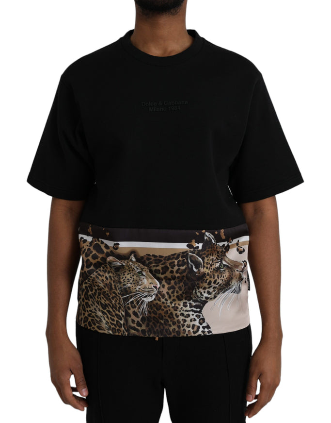 Dolce & Gabbana black leopard cotton t-shirt front view