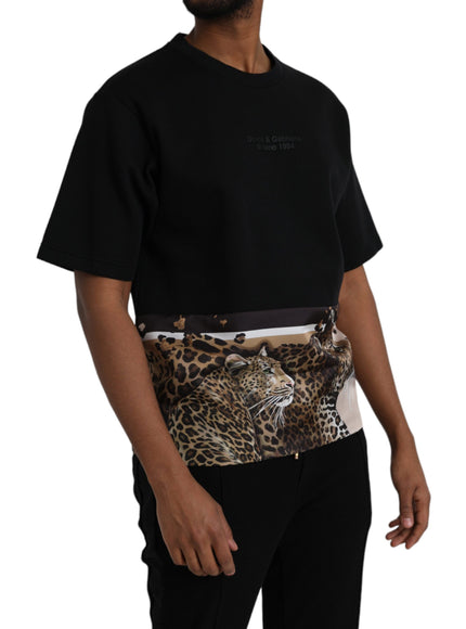 Dolce & Gabbana black leopard cotton t-shirt side view