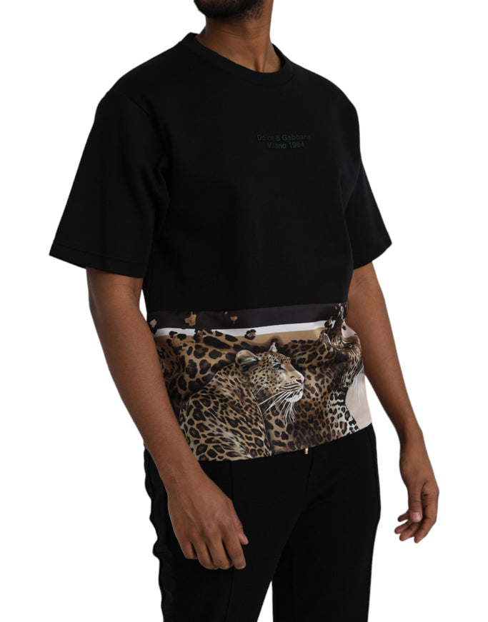 Dolce & Gabbana black leopard cotton t-shirt side view