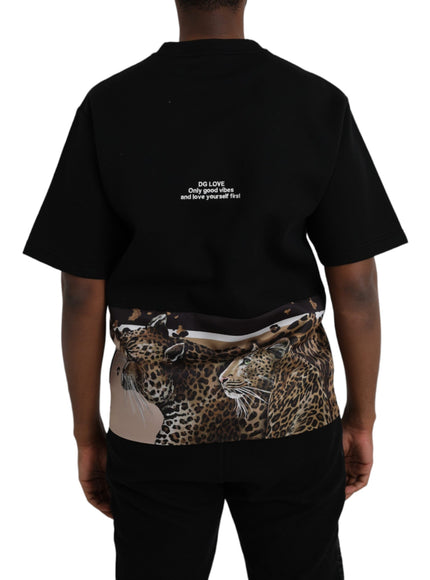 Dolce & Gabbana black leopard cotton t-shirt back view