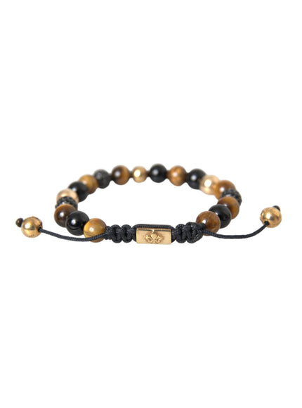 Nialaya CZ Ball Tiger Eye Stone Bracelet front view