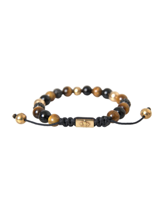 Nialaya CZ Ball Tiger Eye Stone Bracelet front view