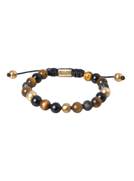 Nialaya CZ Ball Bracelet with Tiger Eye Stones