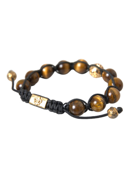 Nialaya CZ Brown Tigers Eye Silver Bracelet angled view