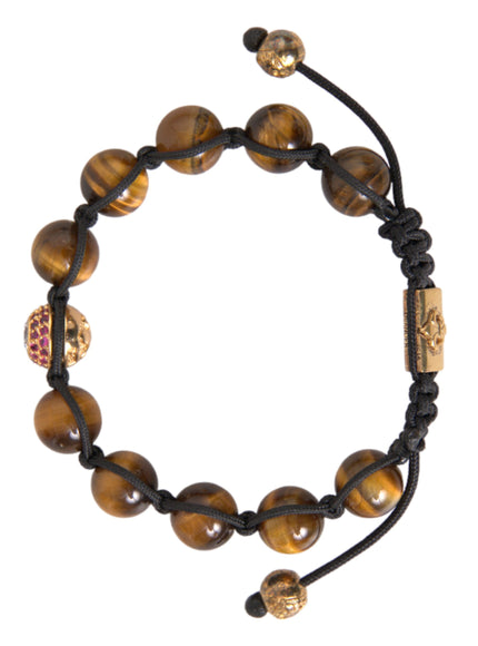 Nialaya CZ Brown Tigers Eye Silver Bracelet top view