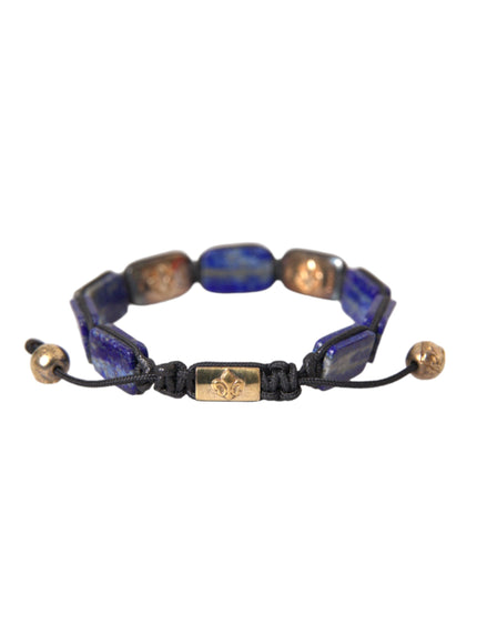 Nialaya blue lapis bracelet with white CZ for men