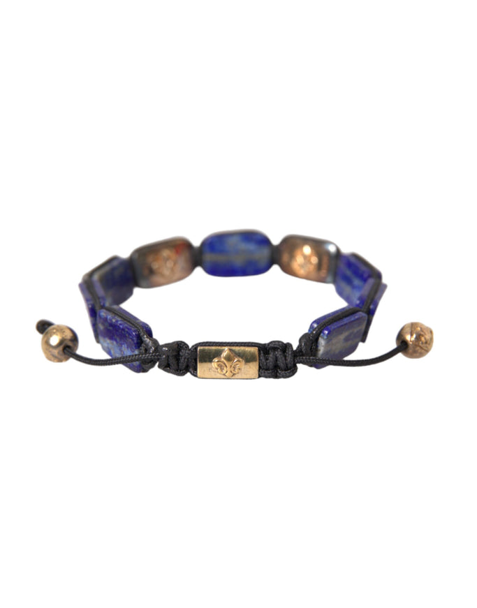 Nialaya blue lapis bracelet with white CZ for men