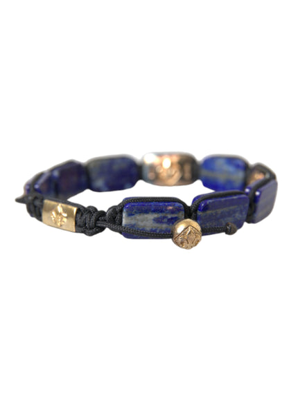 Stylish Nialaya blue lapis men's bracelet with CZ accents