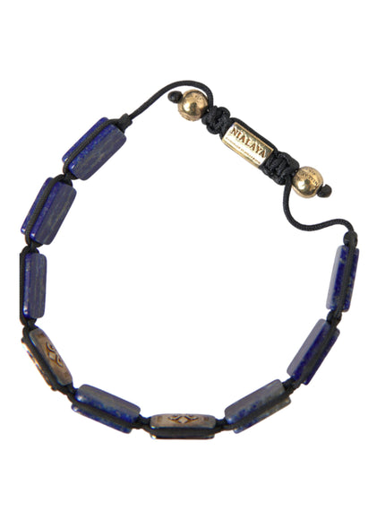 Nialaya men's bracelet with blue lapis and white CZ