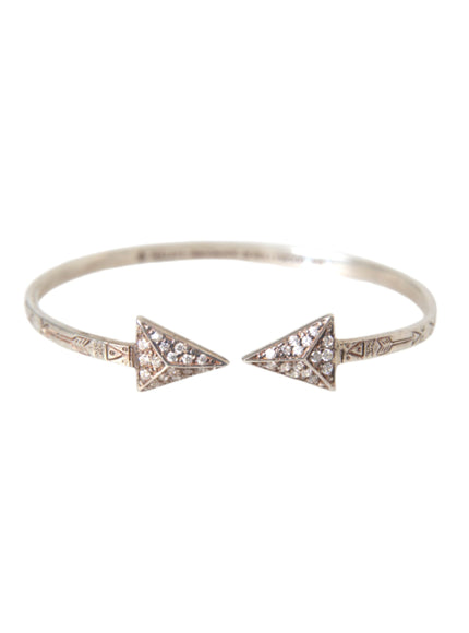 Arrow Crystal Silver Bangle Bracelet Women