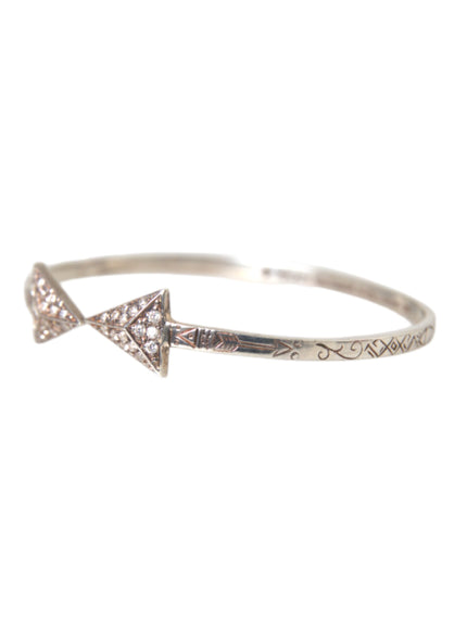 Elegant Arrow Crystal Silver Bangle Bracelet