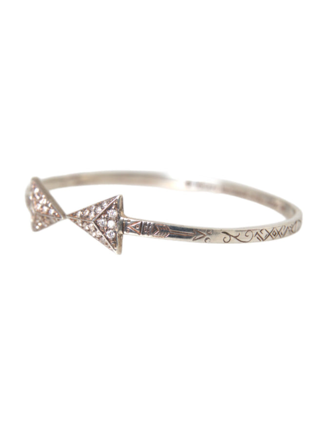 Elegant Arrow Crystal Silver Bangle Bracelet