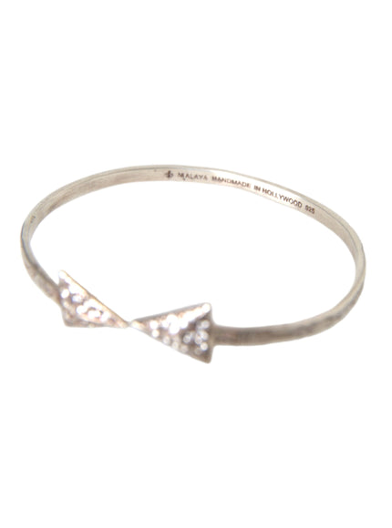 Nialaya Arrow Crystal Silver Bangle Bracelet