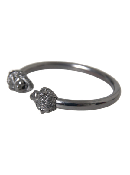 Nialaya Black Rhodium Lion Bangle Bracelet angled view