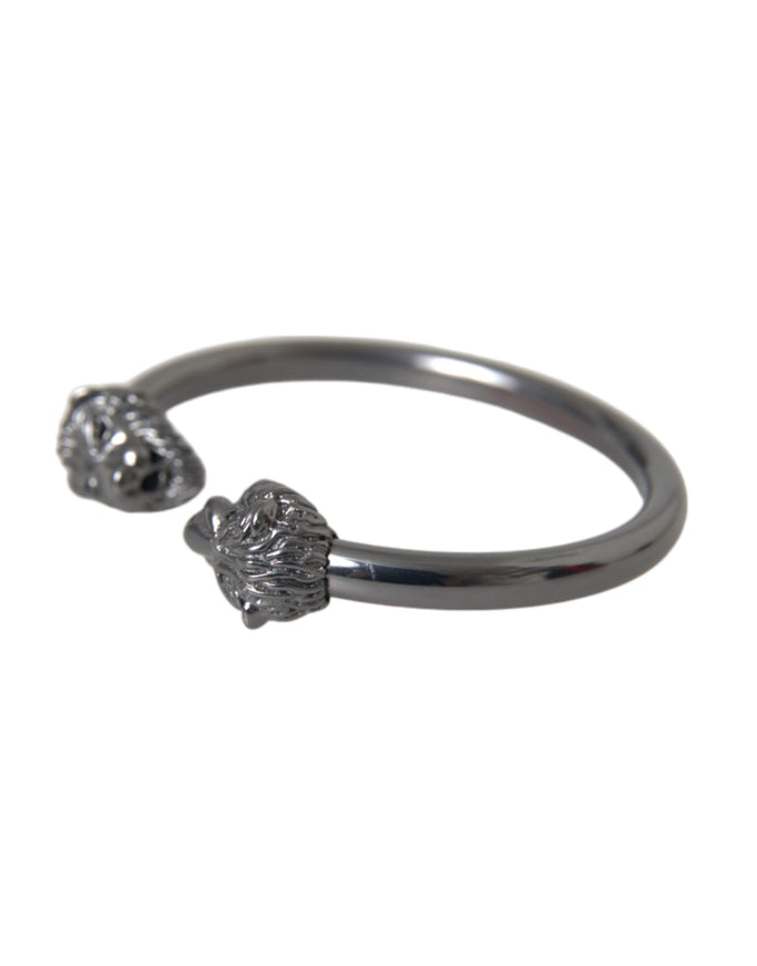 Nialaya Black Rhodium Lion Bangle Bracelet angled view