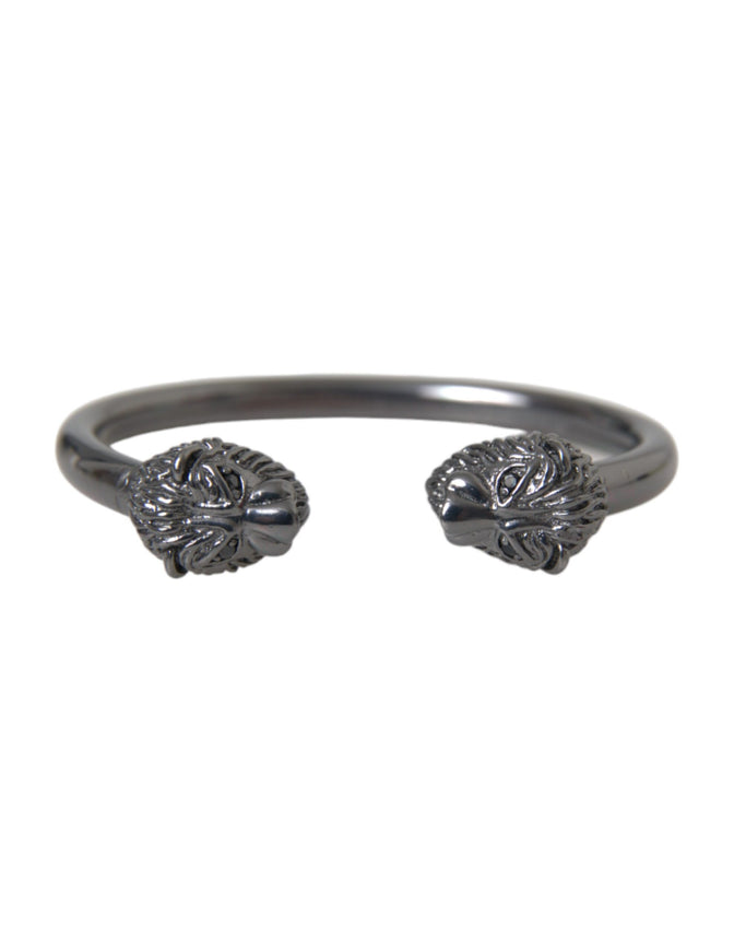 Nialaya Black Rhodium Lion Bangle Bracelet front view