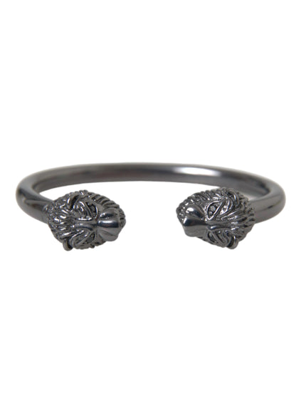 Nialaya Black Rhodium Lion Bangle Bracelet front view