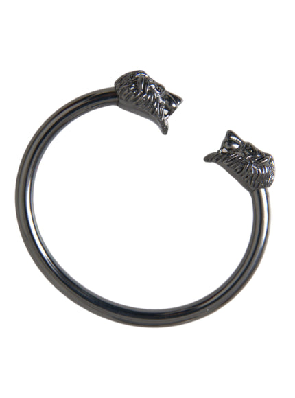 Nialaya Black Rhodium Lion Bangle Bracelet top view