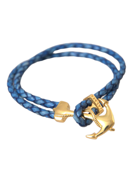 Nialaya Blue Gold Anchor Silver Charm Bracelet