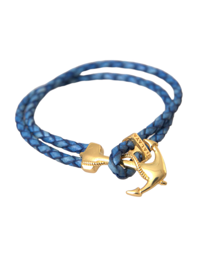 Nialaya Blue Gold Anchor Silver Charm Bracelet