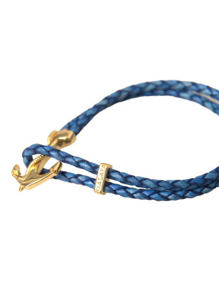 Nialaya Blue Bracelet with Gold Anchor Charm