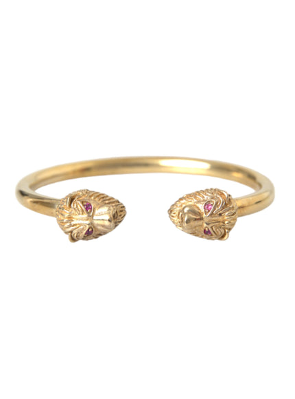 Nialaya Gold CZ Lion Bangle Bracelet front view