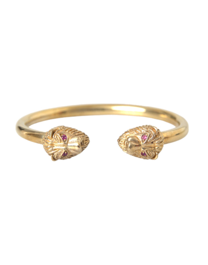 Nialaya Gold CZ Lion Bangle Bracelet front view