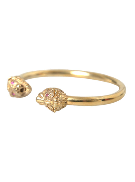 Nialaya Gold CZ Lion Bangle Bracelet side view