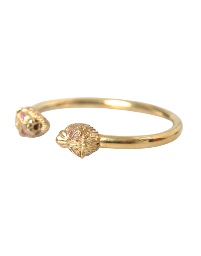 Nialaya Gold CZ Lion Bangle Bracelet side view