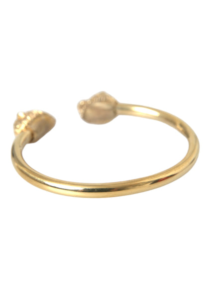 Nialaya Gold CZ Lion Bangle Bracelet angle view