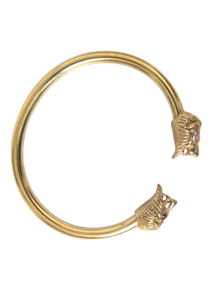 Nialaya Gold CZ Lion Bangle Bracelet top view